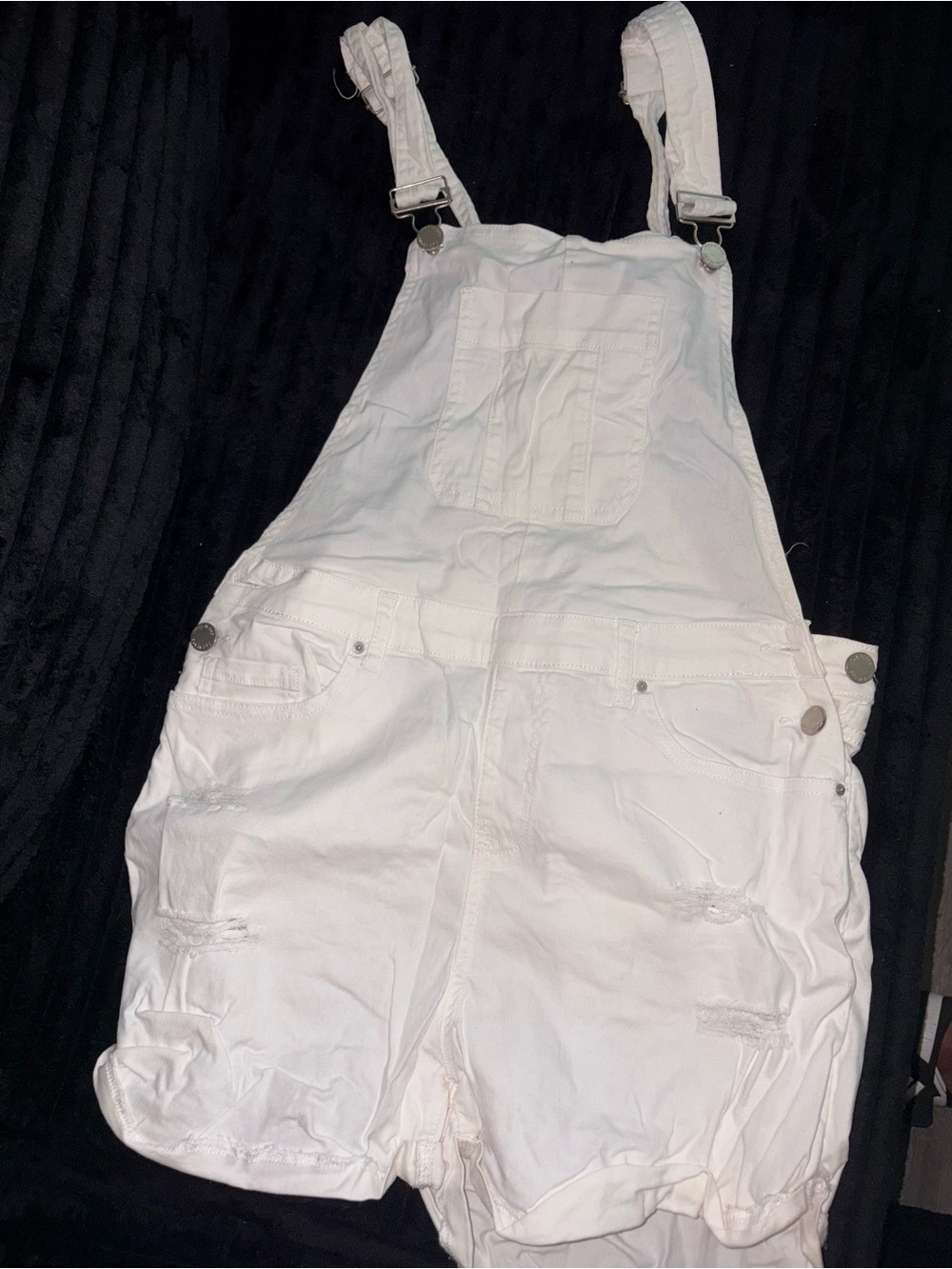 YMI White Denim Shortalls with Bib Pocket